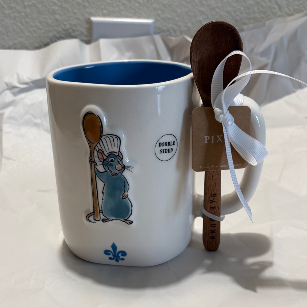 Rae Dunn Disney Pixar Ratatouille Mug with Wooden Spoon